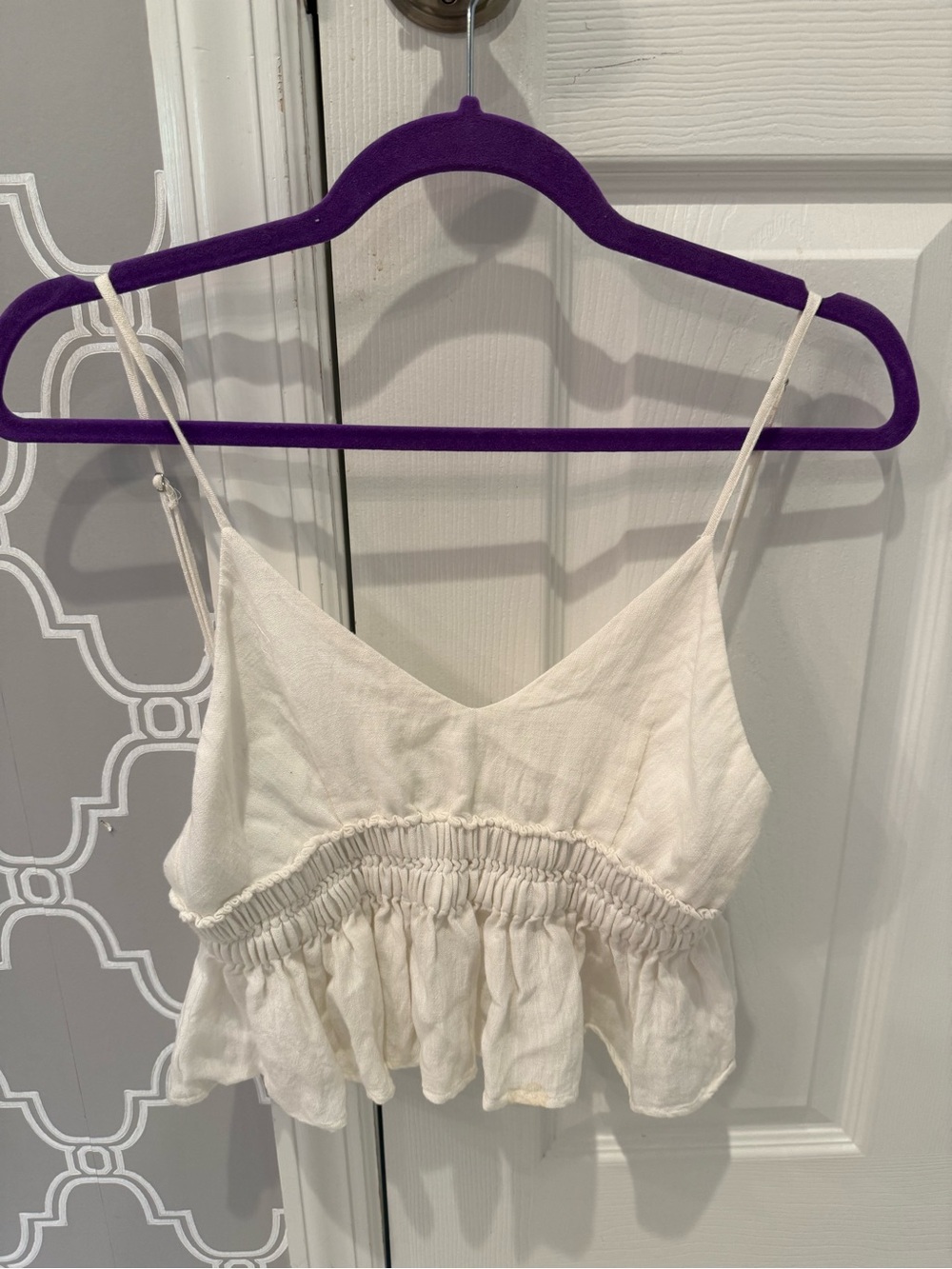 Cotton Candy LA Cream Smocked Ruffle Summery Top